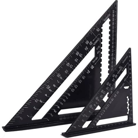 Multifunctional Carpenter's Square 18cm and 30cm, Triangle Metal Aluminum Ruler Square Marking Gauge Guide Protractor Angle 45 90 Degrees/Carpentry Tool/Marking and Guiding Tool for Woodworking-LIAIKI