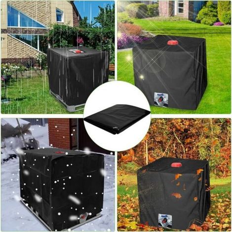 Bâche cuve IBC 1000L - Lot 1 - Noire 120x100x116cm - Anti-UV pour réservoir eau baril pluie Aucuneary (1/4)