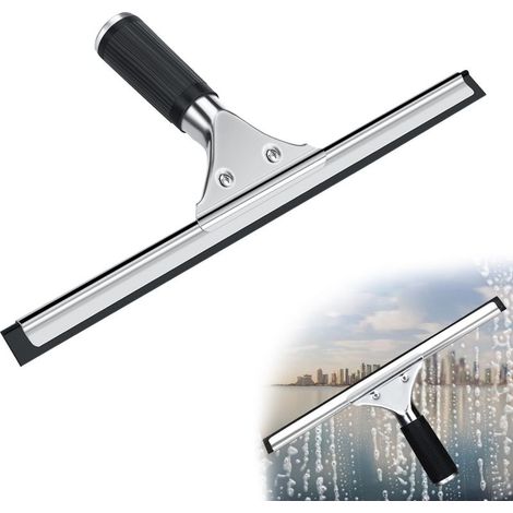 Raclette à vitre Professionnelle, Raclette Vitre en Acier Inoxydable avec Lame de 25 cm, pour Nettoyer et Sécher Le Verre, Le Carrelage, Les Fenêtres, pour éliminer Toute Trace D’Eau (25cm) (1/5)