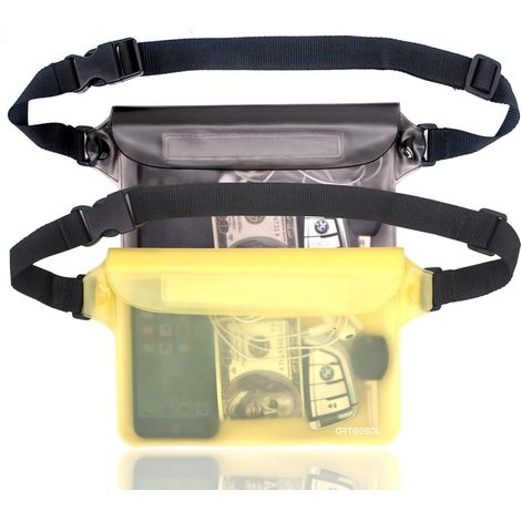 sacoche étanche étui étanche pour téléphone portable housse de protection avec sangle réglable pour le ski pour les sports nautiques, la plage, la natation, la navigation de plaisance, 2 pièces (1/5)