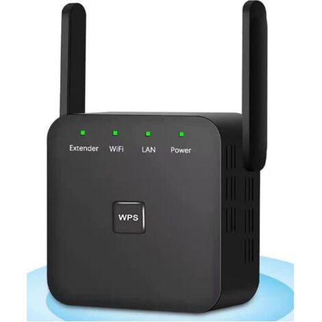 Amplificateur de signal WiFi, répéteur WiFi 300 Mbps avec port Ethernet, installation rapide, amplificateur Internet sans fil longue portée, noir (1/5)
