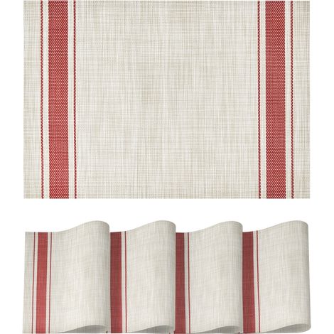 Juego de manteles individuales rojos (4 piezas): manteles individuales resistentes al calor, antideslizantes, lavables y de material duradero. (1/5)