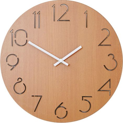 Horloge Murale Vintage en Bois pour Salon, Cuisine, Bureau et Chambre à Coucher--Couleur du bois (1/2)
