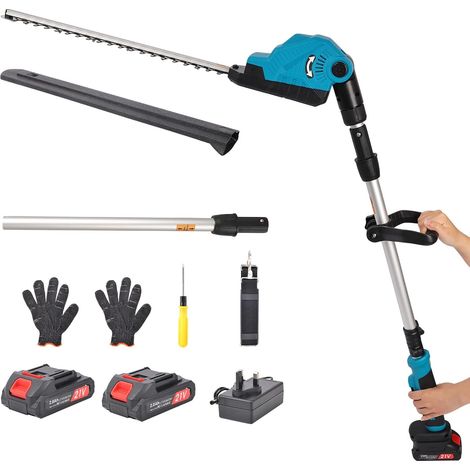 Taille-Haie Télescopique Brushless 21V, Perche 3 Sections, 2 Batteries Moteur brushless 21V Perche extensible 2 sections Lames SK5 acier 2 batteries lithium 2Ah Poignée ergonomique (1/5)