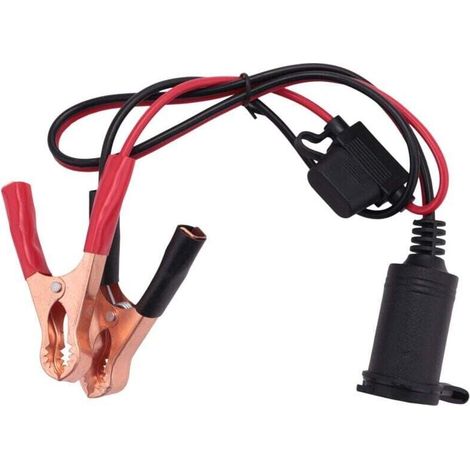 2FT 12V 24V Prise Allume-Cigare Adaptateur 15A Pinces Crocodile Batterie de Voiture Cordon Rallonge