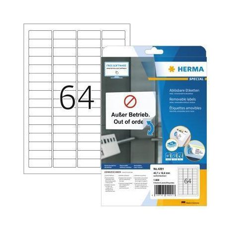HERMA Sichtreiteretikett 4201 45,7x16,9mm sk weiß 1.600 St./Pack. (1/4)
