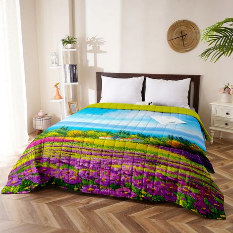 Trapuntino Matrimoniale Stampa Digitale Primavera Estate Copriletto Coperta Leggera Trapunta Primaverile Due Piazze Dis3Opere
