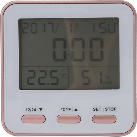 Thermomètre numérique, hygromètre, horloge, grand écran, indicateur de température et d'humidité avec veilleuse (1/5)