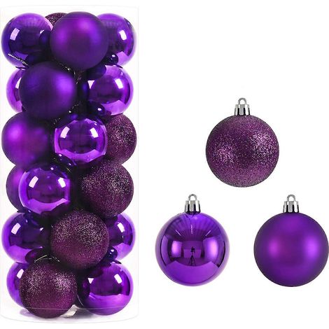24er-Pack mehrfarbige, galvanisierte Kunststoffkugeln (6 cm, bruchsicher) für Feierlichkeiten, Lila (1/5)