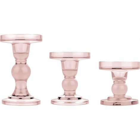 Bougeoirs en verre [Lot de 3], bougeoirs transparents, chandeliers en cristal à base ronde, style américain (1/5)