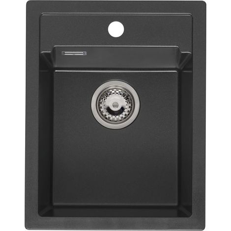 Reginox Einbauspüle mit Frontblende Amsterdam 34- robustes Spülbecken aus Granit, black silvery (1/5)