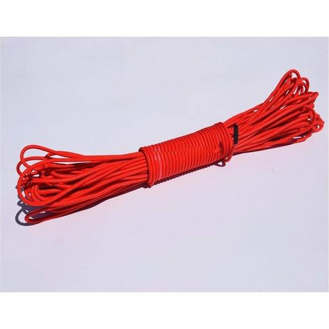 Corde de remorquage 2 mm 20m Rouge Double Tresse synthétique Treuil, Kite Surf Ligne, Deltaplane remorquage Winch Corde (1/2)