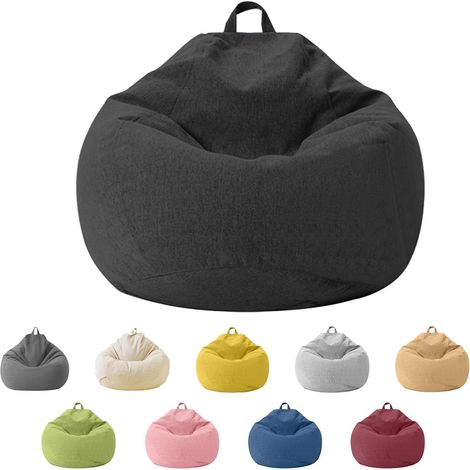 Pouf pour enfants et adultes - Housse uniquement (sans rembourrage) - Pouf pour chambre à coucher, bureau, salon, terrasse (noir) (1/5)