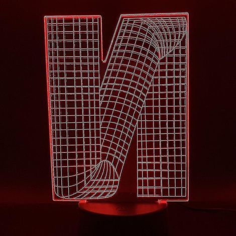Veilleuse LED 3D en forme de N, lampe de table pour chambre à coucher, changement de couleur (1/2)