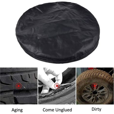 Housse de roue de secours 13 pouces en PVC imperméable et anti-poussière, protection universelle pour pneu voiture diamètre 55-58 cm, rangement extérieur et garage (1/3)