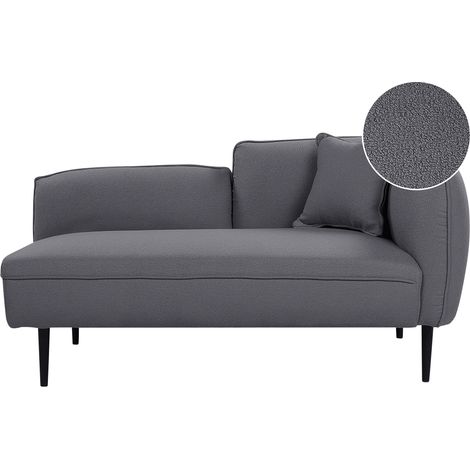 Chaise longue bouclé derecho con cojín patas de metal gris oscuro Chevannes
