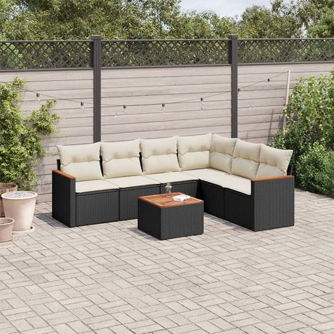 vidaXL Set Divani da Giardino con Cuscini 7pz Nero Polyrattan (1/5)