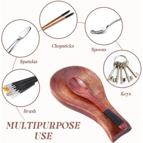Repose-Cuillère - Bois Naturel - Pour Plaque De Cuisinière Et Plan De Travail - 1 Pièce (1/5)