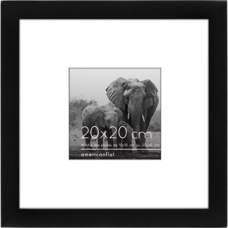 Cadre photo 8x8 noir - Affiche 4x4 avec passe-partout et 8x8 sans passe-partout - Bois d'ingénierie avec verre incassable - Formats horizontaux et verticaux pour mur et table (1/5)