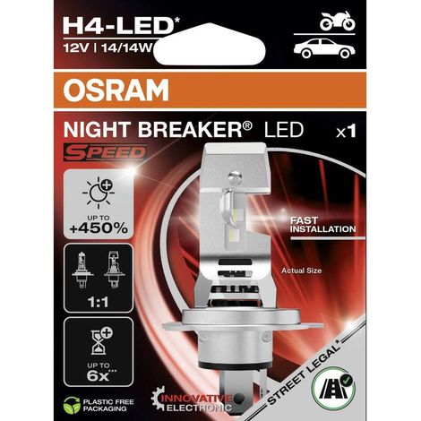 [NEUWERTIG] B-Ware OSRAM LED Leuchtmittel NIGHT BREAKER LED SPEED H4 12V Kaltweiß 1650lm 6000K