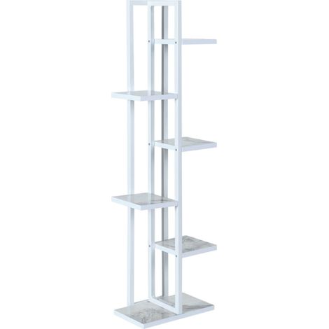 Soporte para plantas de 5 niveles 120 x 34 x 21 cm mármol blanco / blanco 030007699 (1/4)
