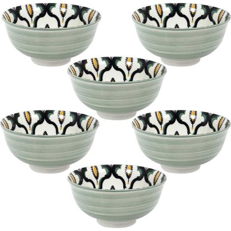 Set de 6 bols en porcelaine vert mandala (Ø12cm) - MANDALA (1/3)