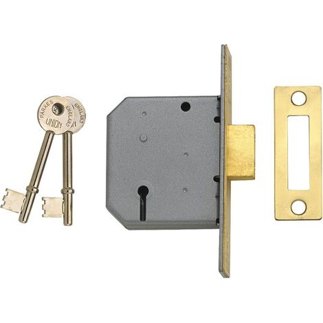 Union Y2177-PL-3.00 3-Lever Mortice Deadlock in Polished Brass – 77.5mm (3-inch) with Visual Indicator