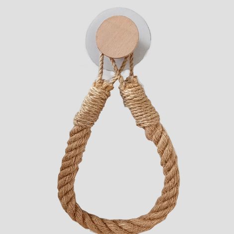 Toilettenpapierhalter aus Seil – ohne Bohren – Vintage – Jute – mit Seil – Aufkleber für Badezimmer