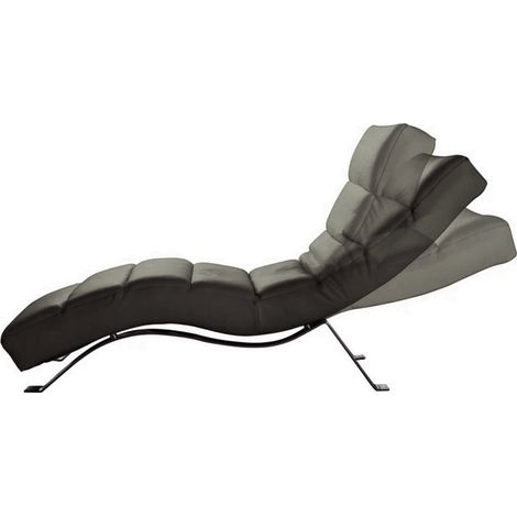 Chaise longue réglable multipositions, en cuir de luxe italien, SWEET, gris foncé (1/2)