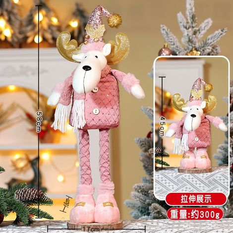 Weihnachtliches, einziehbares Plüschtier, rosa Schneemann, alter Mann, Rentierpuppe, Fensterdekoration, Geschenk für Heiligabend