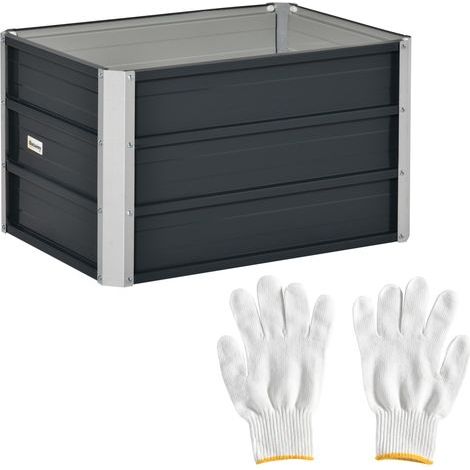 AMXCNOY Jardinière surélevée en acier, gris foncé, 66 x 47 x 40 cm, gants inclus, robuste pour légumes et fleurs (1/5)