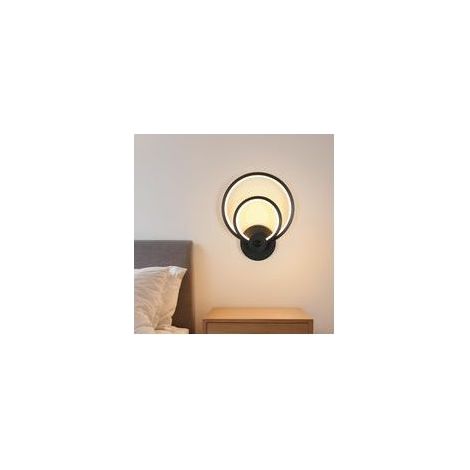 15W Applique Murale Intérieure LED, 3 températures de couleurLampe Murale Moderne Ronde, 3000K , Creative Luminaire Mural Noir pour Salon, Chambre, Escalier, Café (1/5)