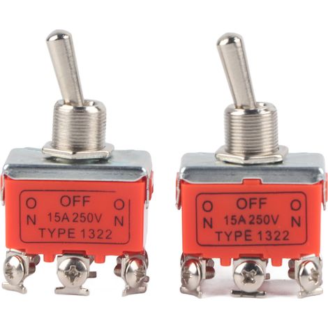 Lot de 2 interrupteurs à bascule 6 broches pour moteur CC, rotation horaire/antihoraire, 250 V, 15 A (1/5)