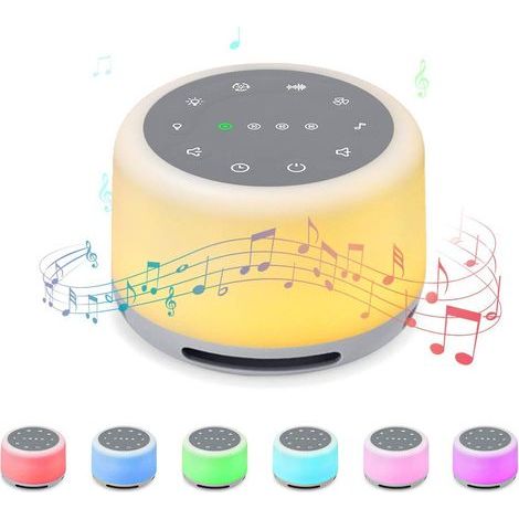 Machine à bruit blanc pour dormir, avec 24 sons apaisants, veilleuse et minuterie, machine à bruit naturel rechargeable, machine à bruit de sommeil portable pour bébé, adulte, maison, bureau, thérapie (1/5)