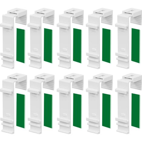 Lot de 10 Supports de Serrage Longs pour Store Double à Fixer et à Coller sans perçage comme Accessoire ou pièce de Rechange pour la Suspension à la fenêtre en PVC, Porte de Balcon (1/5)