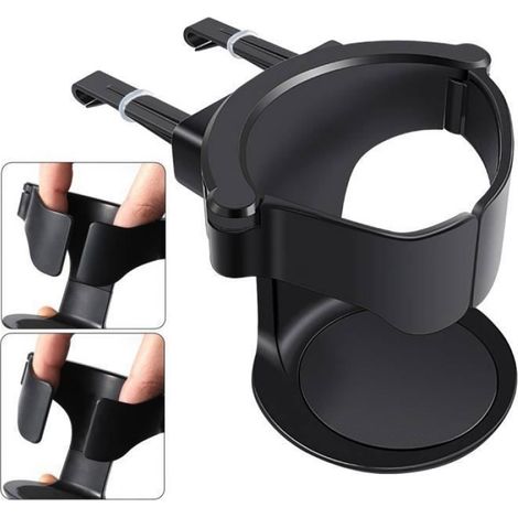 Porte-Gobelet Voiture - Support Évent pour Gobelet et Bouteille - Cendrier Intégré - Fixation Téléphone - Noir (1/4)