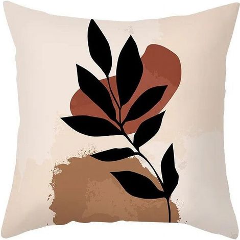 Taie D'oreiller Coton Linen - Imprimé Botanique Double Face - Pour Canapé Chaise Lit Bureau Voiture - 40x40 cm (1/5)