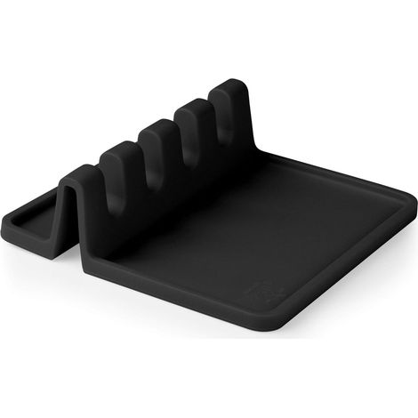 Repose-ustensiles de cuisine en silicone anti-gouttes et résistant à la chaleur-Repose-cuillères et porte-cuillères pour la plaque de cuisson-Porte-ustensiles de cuisine pour louches et pinces-Noir (1/5)