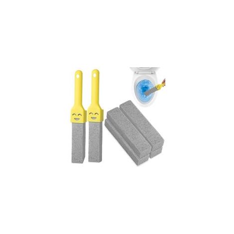 Brosse WC en pierre ponce – Lot de 6 nettoyants avec 2 poignées – Élimine le calcaire sans rayer – Écologique et remplaçable (1/5)