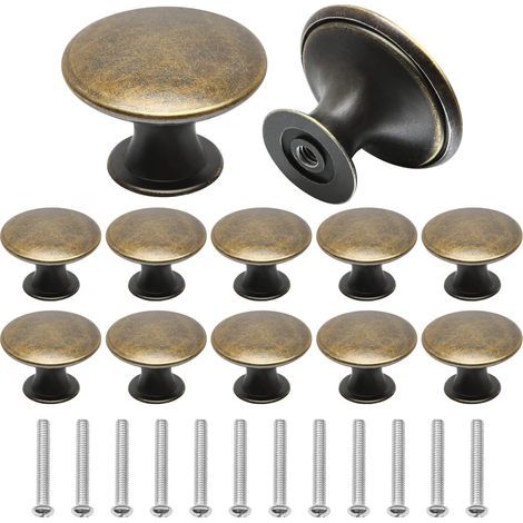 12er-Pack bronzefarbene Schrankknöpfe, Vintage-Schranktürknauf, Möbelgriff mit Schrauben für Küche, Kleiderschrank, Schrank