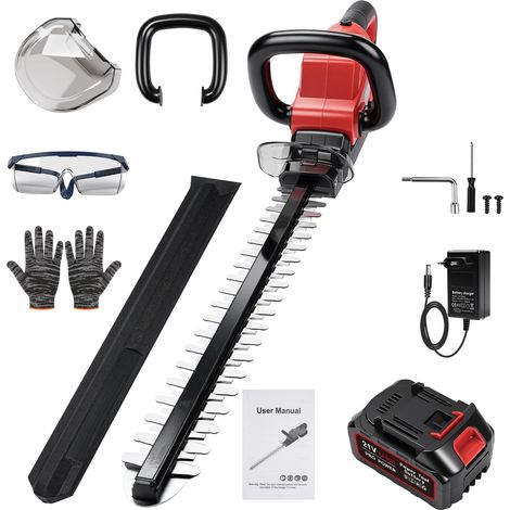 Taille Haie Batterie, 21V Taille Haie Electrique sans Fil avec Batteries 3.0ah, 51cm Lame à Double Action, DiamèTre De Coupe 18mm, Coupe Haie sans FI Taille-Haies éLectriques sur Batterie (1/5)
