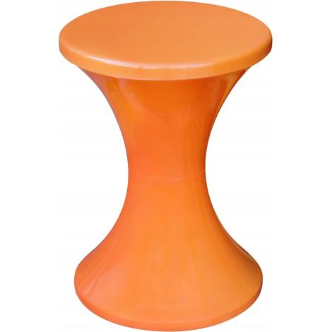 Tabouret en plastique sablier orange – Hauteur 42 cm, diamètre 30,5 cm – Léger et portable, pour intérieur et extérieur (1/2)