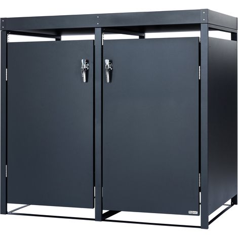 Zelsius Mülltonnenbox mit Pflanzdach für zwei 120 - 240 Liter Mülltonnen, Anthrazit RAL 7016 (1/5)