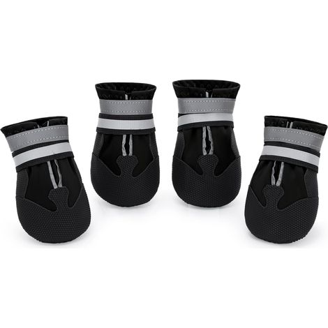 4 pcs Bottes pour Chiens, Protège-Pattes Imperméables et Isolés pour l'Automne/Hiver, Semelle Antidérapante avec Sangles Réfléchissantes, Convient aux Petits, Moyens, Grands Chiens (1/5)