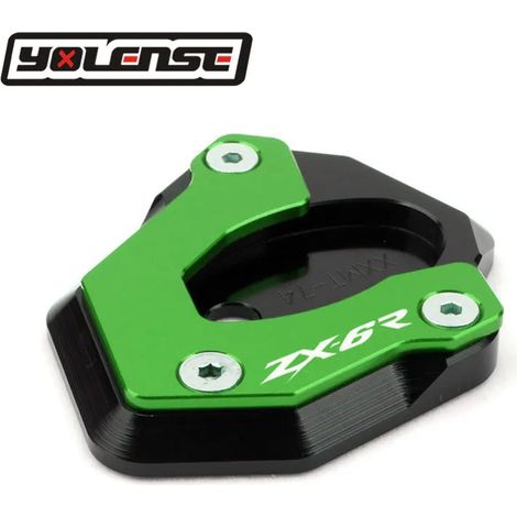 (Vert-Zx6R) Compatible avec les motos KAWASAKI ZX-6R, ZX-10R, ZX6R, ZX10R et ZX 6R. Béquille latérale CNC, extension et support pour une meilleure stabilité. (1/4)