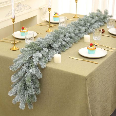 Guirnalda de pino estéreo realista de 270 cm, vegetación para mesa, repisa, pared, decoración navideña para interiores y exteriores, E (1/5)