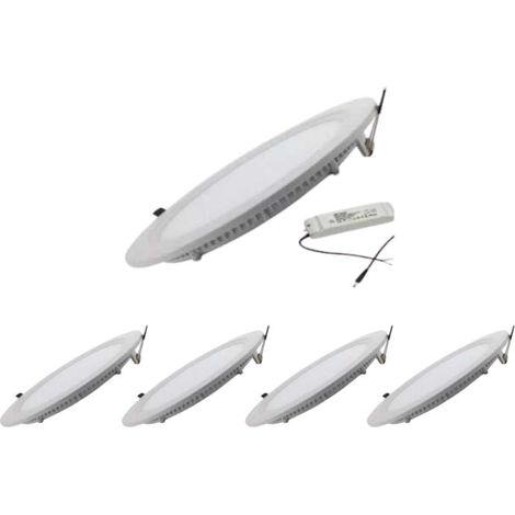 Pack de 5 - Downlight Dalle LED 24W Extra Plate Ronde BLANC - Blanc Chaud - SILUMEN (1/5)