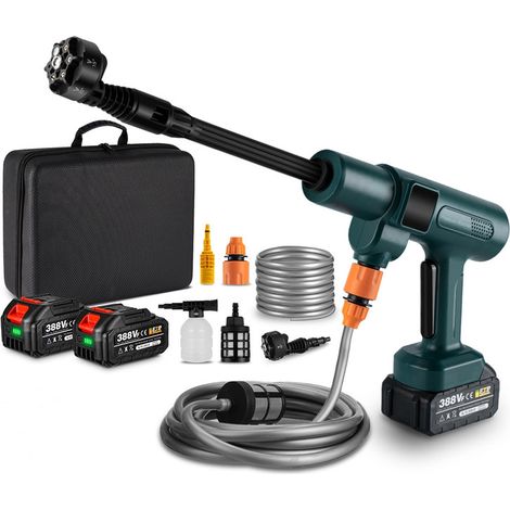 Hidrolimpiadora a batería 100 bar, caudal máx 4.1 L/min, boquilla multifunción 6 en 1, Hidrolimpiadoras portátil - con dos baterías y accesorios