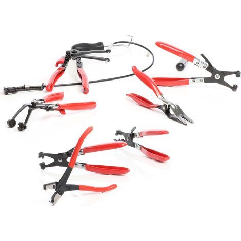 Wiltec Schlauchklemmenzange Set 9 teilig, Schlauchschellenzangen für Schlauchklemmen, Schlauchschellen, Flachschellen, Federbandschellen, Kfz Klemmzangen (1/5)