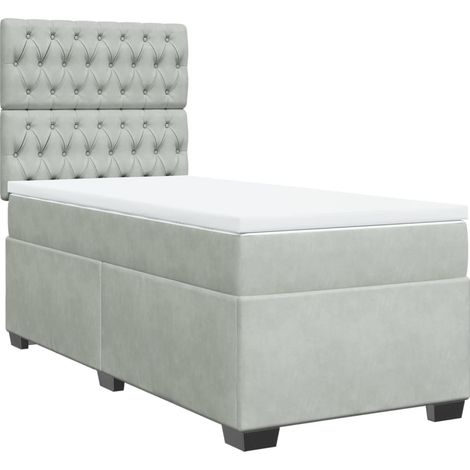 Maison Exclusive - Giroletto a Molle con Materasso Grigio Chiaro 100x200cm Velluto (1/5)